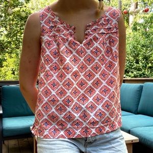 The loft orange blue patterned tank button up summer